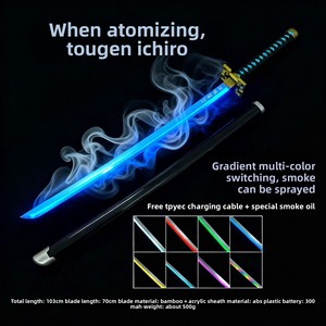 <span class=keywords><strong>Épée</strong></span> en bois <span class=keywords><strong>Tanjiro</strong></span> à effet de fumée, accessoire de cosplay lumineux, sabre laser Nichirin, jouet <span class=keywords><strong>épée</strong></span> Shusui, <span class=keywords><strong>épée</strong></span> d'anime - Product Image 5