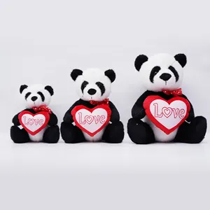 Venda quente Bonito Macio Dia Dos Namorados Com Coração Eu Te Amo Girl Friend Gift Plush Stuffed Animal Panda Brinquedos Personalizados Fabricante