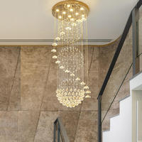 Grand Lustre Nordique Moderne pour Hôtel à Plafond Haut, Suspension de Hall, Grand Lustre d'Escalier en Cristal LED de Luxe