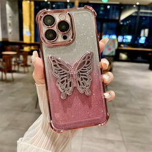 Nueva Funda de Lujo para Teléfono con Soporte Plegable de Mariposa 3D para <span class=keywords><strong>iPhone</strong></span> 15 14 13 <span class=keywords><strong>12</strong></span> 11 Pro Max, Carcasa Rígida Anti-caídas con Protección en las Cuatro Esquinas - Product Image 2