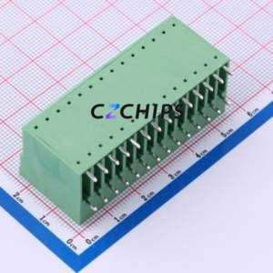 DB2ERH-3.81-2*14P-GN Plug-in Terminal Block Through hole,P=3.81mm Connector Board-to-Board / Socket - Closed 2x14P 3.81mm Green - Product Image 2