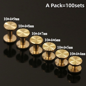 Rebites de Latão Cloxy 10mm com Cabeça Redonda para Cinto de Couro, Rebite Chicago com Dupla Tampa para Artesanato em Couro, Álbum, Foto, Fecho para Carteira - Product Image 1