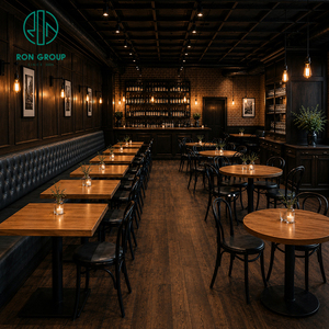 Muebles de Restaurante Ron, Mesa Cuadrada Comercial de Madera con Juego de Sillas, Asientos de Cuero Acolchado en Forma de L para Cafetería YYUS-86 YYUS - Product Image 2