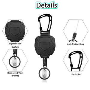 Wholesale Custom Logo Multi‑Style Heavy‑Duty Rugged Retractable Badge Reel, Carabiner Key Ring With Metal Belt <b>Clip</b> for Outdoor - Product Image 2