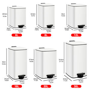 ถังขยะสี่เหลี่ยมขนาดเล็ก 6 ลิตร 8 ลิตร ทำจากสแตนเลส พร้อมถังด้านใน ฝาปิดแบบนุ่มนวล และฝาเปิดได้ตลอดเวลา สำหรับห้องครัว - Product Image 6