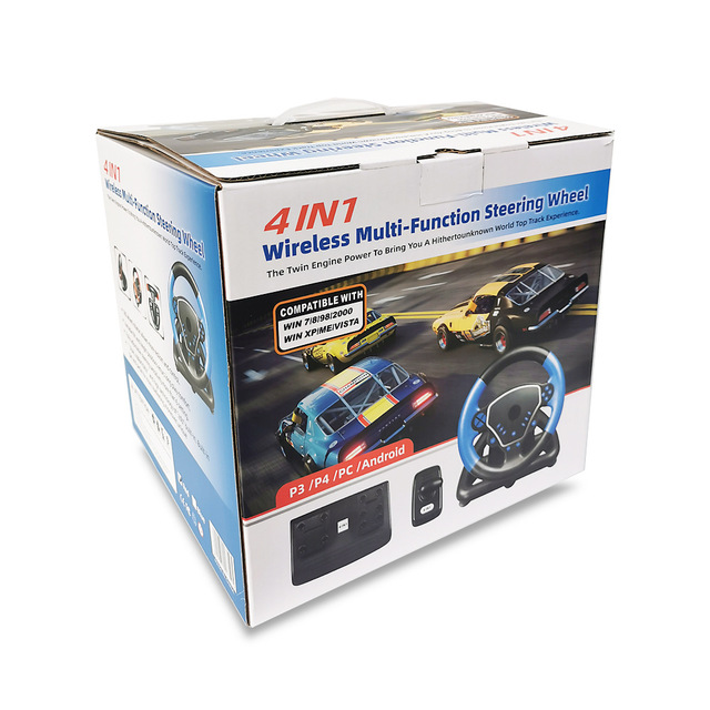 For Game Steering Wheel with Vibration USB Connection 4-in-1 for PC/Android//iOS P4