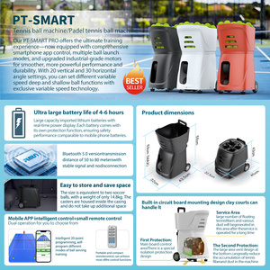 Macchina Lanciapalle da <span class=keywords><strong>Tennis</strong></span> PT-SMART <span class=keywords><strong>Pro</strong></span>, Allenatore Automatico con Controllo APP, Attrezzatura per Allenamento <span class=keywords><strong>Tennis</strong></span> - Product Image 2