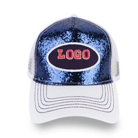 Mode classique personnalisé paillettes emblématique logo Patch casquettes de Baseball pas cher maille Snapback camionneur chapeau pour fille femmes