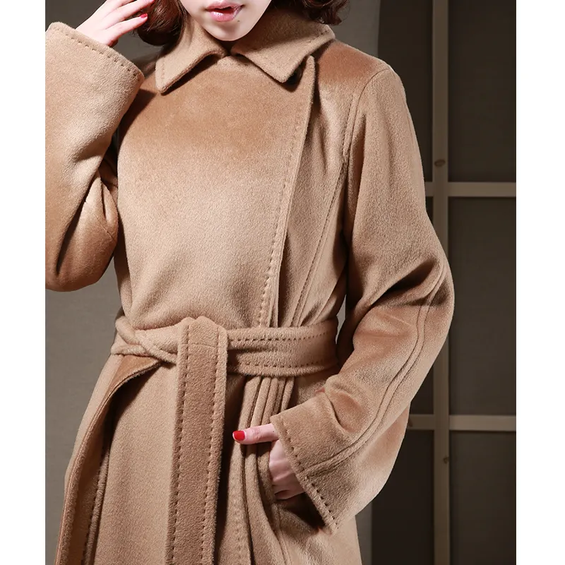 2022 겨울 사용자 정의 정품 알파카 울 긴 한국어 버전 여성 재킷 뜨거운 유럽 스타일의 통근 레이싱