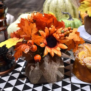 Wholesale Assorted Fall Colored Artificial Maple Leaves Simulation Fake Flower Pack for Wedding Party Event Home Tabletop Decor - Product Image 5