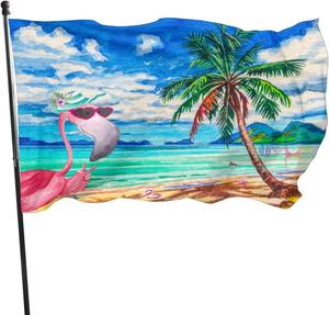 Bandera de Flamingo 3x5 pies con ojales para exteriores, decoración de palmeras para interiores, hogar y jardín, cartel festivo para primavera y verano - Product Image 1