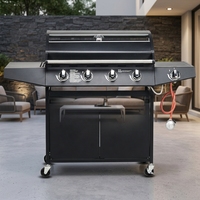 Barbecue portable pliable à 5 brûleurs réglables au GPL, robuste, pour extérieur, sur table ou sur chariot, montage facile, en acier laminé à froid moderne