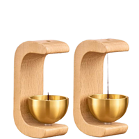 Carillon d'entrée créatif minimaliste nordique fait main en bois de noyer noir et hêtre, avec sonnette magnétique en laiton