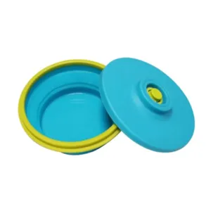 Portable folding silicone large round meal box Food Grade Outdoor Camping Picnic Round Silicone Collapsible Bowl