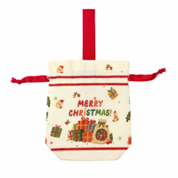 Pochette cadeau de Noël en toile avec cordon de serrage, imprimée Père Noël et sapin, sac de rangement pour bonbons, pour décoration de fête de fin d'année
