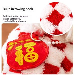 Ropa de Invierno para Perros, Traje Tang de Estilo Chino a Cuadros de Año Nuevo, Chaleco Acolchado de Algodón Cálido para Golden Retriever, Border Collie y Mascotas - Product Image 4