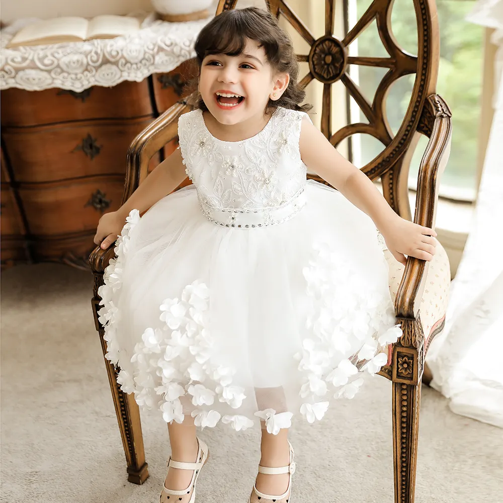 Bebek kız prenses elbise boncuklu pullu katmanlı elbiseler parti elbiseleri kızlar için