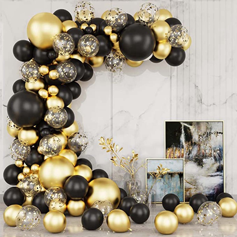 Black Gold Balls & Leaves Cake Topper Set - Roaring 20s, Gatsby, New Year Eve Party Decoration - View #7
