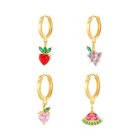 Gemnel zircons de couleur vive, breloque de fruit, carotte, pêche, pastèque, raisin, pendentif, cerceau, boucles d'oreilles pour filles