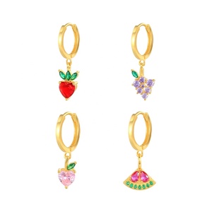 Gemnel zircons de couleur vive, breloque de fruit, carotte, pêche, pastèque, <span class=keywords><strong>raisin</strong></span>, pendentif, cerceau, boucles <span class=keywords><strong>d</strong></span>'oreilles pour filles - Product Image 1