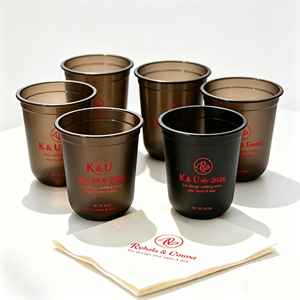 Gobelets en PP thermoformés en forme de U, imprimés en 3D UV, de 8 oz, 90 mm, 95 mm de diamètre, pour boissons chaudes et froides, jus et salades, 360 ml, 500 ml, 700 ml - Product Image 1