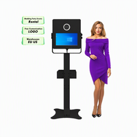 Miroir photo instantané 15,6 pouces avec éclairage LED RGB, mode selfie, design ovale, écran tactile, métal, Wi-Fi, pour 1 à 4 personnes
