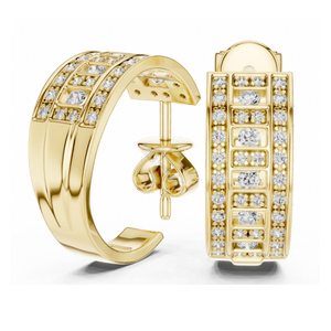 Pendientes de Aro Anchos con Incrustaciones de Diamantes, Diseño Personalizado, Joyería Fina Elegante y Minimalista, Perfecta para Mujer - Product Image 2