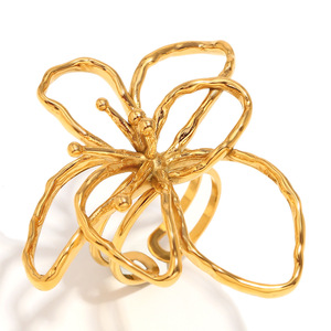 S925 Sterling Silver Hollow Flower Open <b>Ring</b> Retro Textured Artistic Niche Luxury Adjustable Ladies Elegant <b>Finger</b> <b>Ring</b> - Product Image 1
