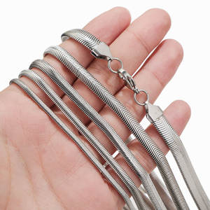 Venta al por mayor cuello hallazgos de joyería componentes 3-8mm personalizado plano <span class=keywords><strong>Metal</strong></span> Acero inoxidable serpiente collares cadenas para Mujeres Hombres - Product Image 3