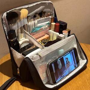 Large Capacity Vertical <b>Makeup</b> <b>Bag</b> PU Cosmetic Pouch <b>Bag</b> <b>Travel</b> Toiletry <b>Bag</b> - Product Image 2