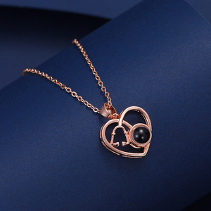 Hot xuyên biên giới bán Nữ Tình Yêu chiếu Vòng cổ hình trái tim độ nét cao 100 ngôn ngữ 'tôi yêu bạn' tùy chỉnh xương đòn - Product Image 4