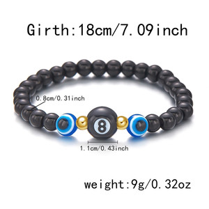Bracelet en perles noires œil du diable pour hommes et femmes, bracelet porte-bonheur à 8 perles, accessoires de bijoux quotidiens - Product Image 6