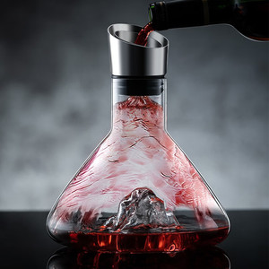 Carafe à vin en verre avec logo personnalisé en gros, design montagne, aérateur rapide, carafe avec <span class=keywords><strong>bec</strong></span> <span class=keywords><strong>verseur</strong></span> en acier inoxydable pour vin rouge - Product Image 2