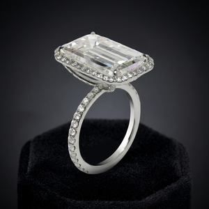 Premium <b>Silver</b> <b>Emerald</b> Cut Moissanite Hip Hop <b>Ring</b> Channel Setting Classic Luxury Fine Jewelry for Wedding Anniversary - Product Image 3