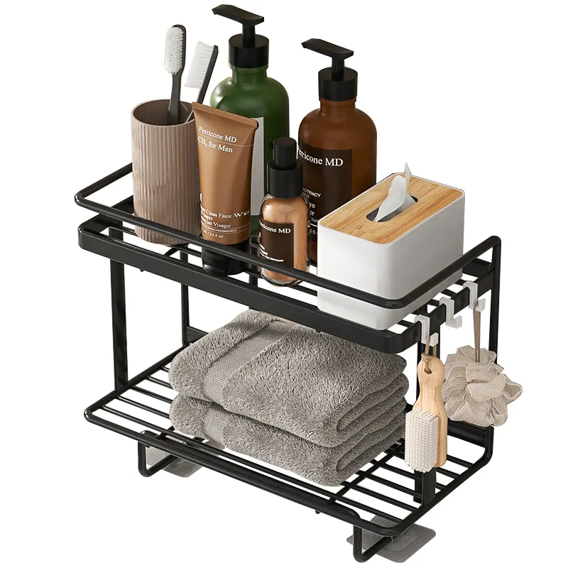 New Iron Multi-function Bathroom Accessories With Towel Bar Toilet Shelf