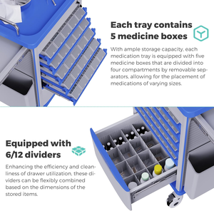 Carrito <span class=keywords><strong>de</strong></span> Medicamentos con Cajones Dobles <span class=keywords><strong>de</strong></span> Doble Cara Liaison Medical MN-DC001, Mueble <span class=keywords><strong>de</strong></span> Hospital, Cajón Divisible, Capacidad <span class=keywords><strong>de</strong></span> Carga <span class=keywords><strong>de</strong></span> 440 LB - Product Image 4