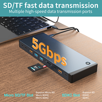18 En 1 USB tipo C Hub dual HD DP VGA soporte más alto 4 pantallas externas USB 3,1 10Gbps Estación de acoplamiento tipo C hubs
