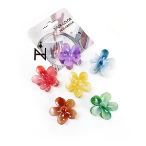 Fermaglio per capelli a forma di fiore a cinque petali da 8 cm, colorato, per donne e ragazze - Product Image 2