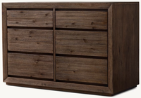 Commode à 6 tiroirs de style américain moderne, en chêne massif blanc lavé, pour chambre à coucher ou salon, avec poignées écologiques