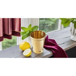 PARIJAT Artisanat moderne et classique 10 oz en laiton menthe Julep tasse finition lisse verre empilable pour restaurants en boîte - Product Image 6