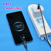 Câbles de données en nylon tendance Câble USB 2.0 vers Type C Connecteur USB C de données de charge rapide Câble Android actuel 3A