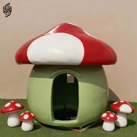 Sculpture personnalisée en résine en forme de petite maison champignon, sculpture végétale pour la décoration extérieure des parcs, jardins d'enfants et pelouses