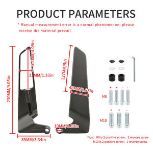 <span class=keywords><strong>Accessori</strong></span> e Ricambi per <span class=keywords><strong>Moto</strong></span> Specchietto Retrovisore Laterale Sportivo Universale Stile Spoiler in Alluminio CNC 8mm 10mm - Product Image 2