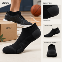 Chaussettes de sport basses noires pour basketball, avec coussinets de maintien de la cheville, talon rembourré, bout renforcé, maille respirante et manchette graduée