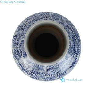 <span class=keywords><strong>Vase</strong></span> sphérique en porcelaine RZKY55-A de 15 pouces, motif floral de feuilles bleues et blanches, pour la décoration de la maison - Product Image 6