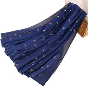 Новые модные зимние хлопковые шарфы с животным принтом для женщин, длинные большие мусульманские хиджабы 2024 года - Product Image 2