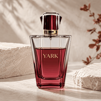 Flacon vide en verre taillé multi-angles 50ml/100ml avec pulvérisateur à pompe et capuchon facetté, couleur personnalisée, boîte de luxe pour usage cosmétique et parfumerie sur mesure