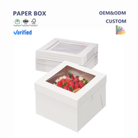 Boîtes en papier recyclables de pâtisserie de gâteau blanc de taille multiple pour le gâteau Boîte d'emballage jetable de papier de beignet de récipient alimentaire avec la fenêtre