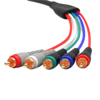   Câble RCA 5 en 1 1080P YPbPr Adaptateur Audio Vidéo Stéréo en Cuivre Plaqué Or pour Lecteur Multimédia HDTV TV 150CM