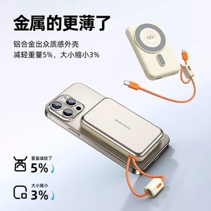 พาวเวอร์แบงค์แม่เหล็ก 10000mAh สายในตัว บางเฉียบ ชาร์จเร็วแบบไร้สาย สำหรับนาฬิกาและหูฟัง - Product Image 4